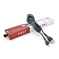Кабель EMY MY-742, Micro-USB, 2.4A, Black, длина 2м, BOX l