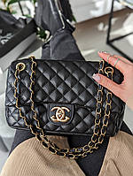 Женская черная сумка клатч Шанель черная классическая Chanel