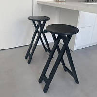 Розкладний Табурет для Бару, Кухні та Кафе Натуральне дерево Вільха Чорний 63 см