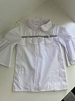 Рубашка-блузка на девочку белая рукав 3/4. На рост 122,128,134,146