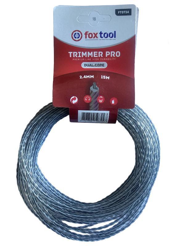 Леска квадрат крученый серый с сердечником 2,4  мм 15 м ,  для тримера бензомотокосы,  электрокосы, фото 1