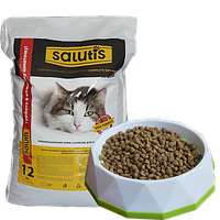 SALUTIS Повнораціонний корм для дорослих кошек с курицей, 12 кг
