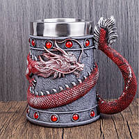 Кружка, кружка из полистоуна,кружка Красный дракон 550мл материал Полистоун, сталь