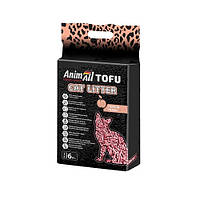 Соевый наполнитель AnimAll Tofu Peach с ароматом персика, для кошек, 6 литров (2,6 кг)