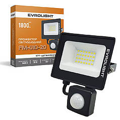 Світлодіодний прожектор з датчиком руху EVROLIGHT FM-01D-20 20W 6400K IP65 000057040