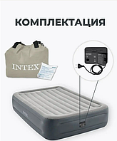 Матрац надувне двоспальне ліжко Intex, 152х203х46см, Матрац для сну з електронасосом для відпочинку