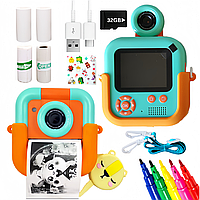Моментальная видеокамера фотоаппарат для детей с печатью фотографий мгновенной печати с играми и картой памяти