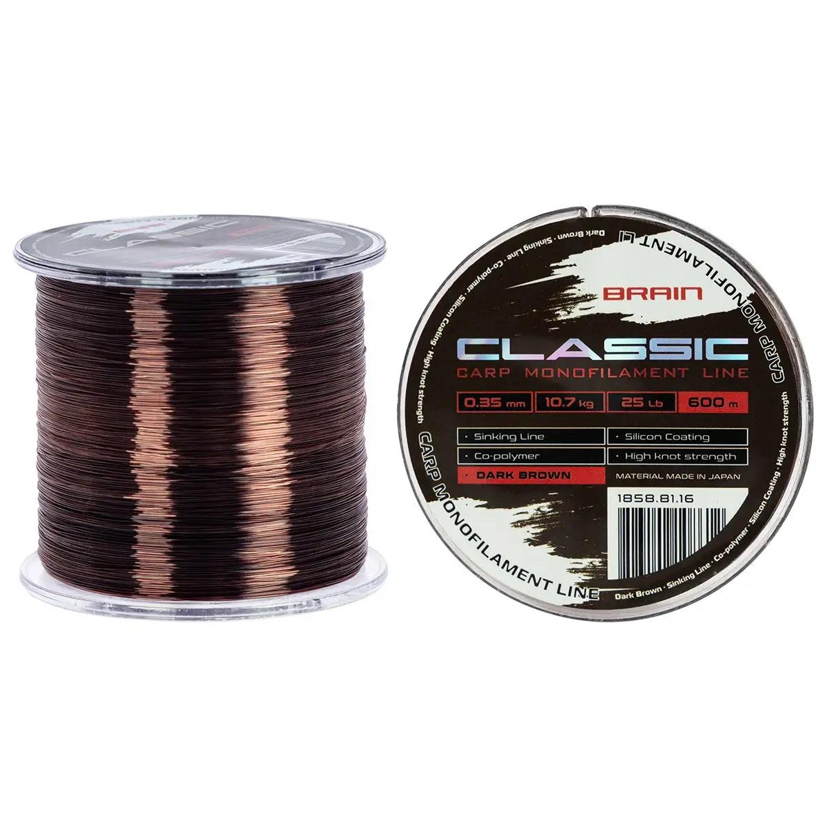Волосінь Brain Classic Carp Line 600m 0.35mm 10.7kg 25lb Dark brown