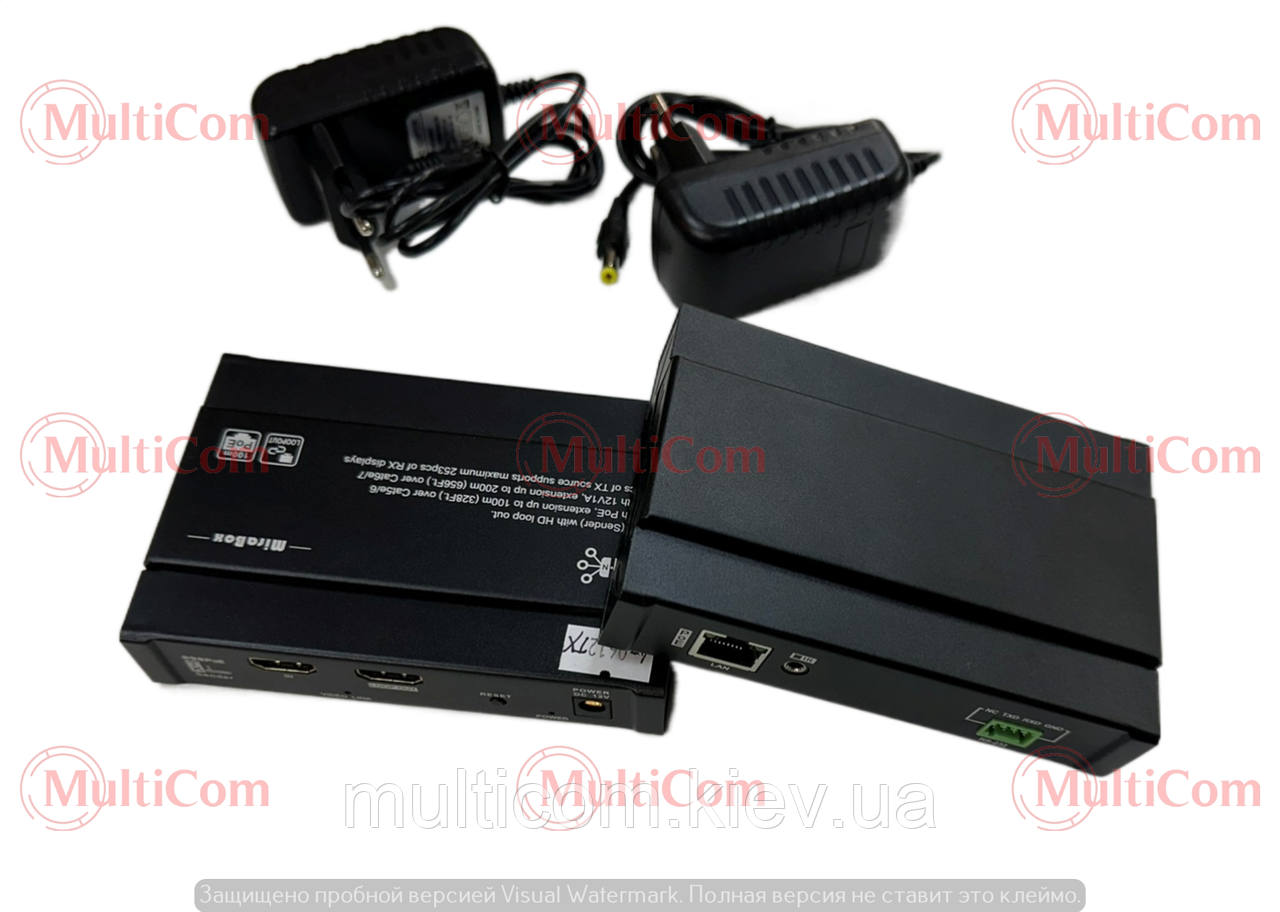 03-03-207TX+RX. HDMI EXTENDER: передавач (TX) + приймач (RX), over IP, HSV892PoE