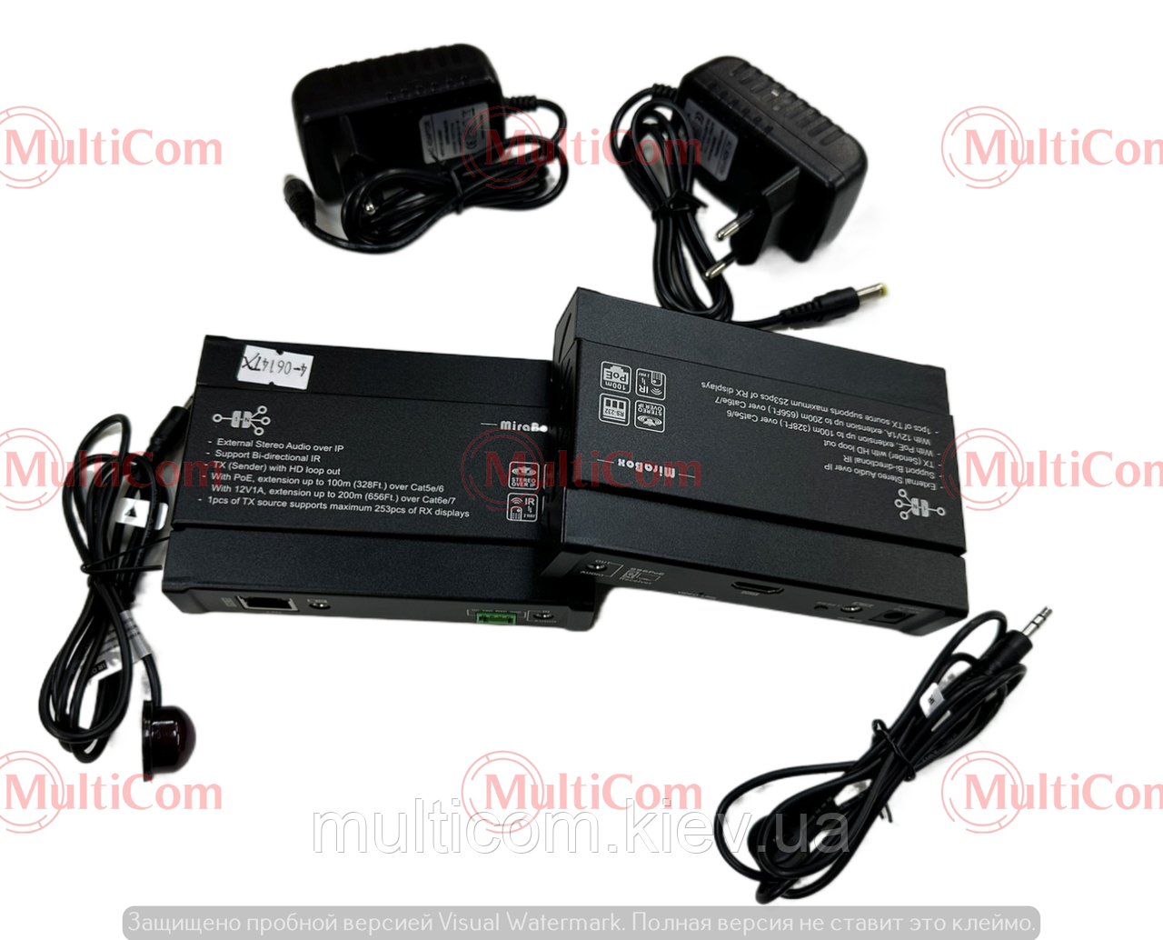 03-03-215TX+RX. HDMI EXTENDER: передавач (TX) + приймач (RX), IR + RS232 + Audio, over IP, HSV896PoE