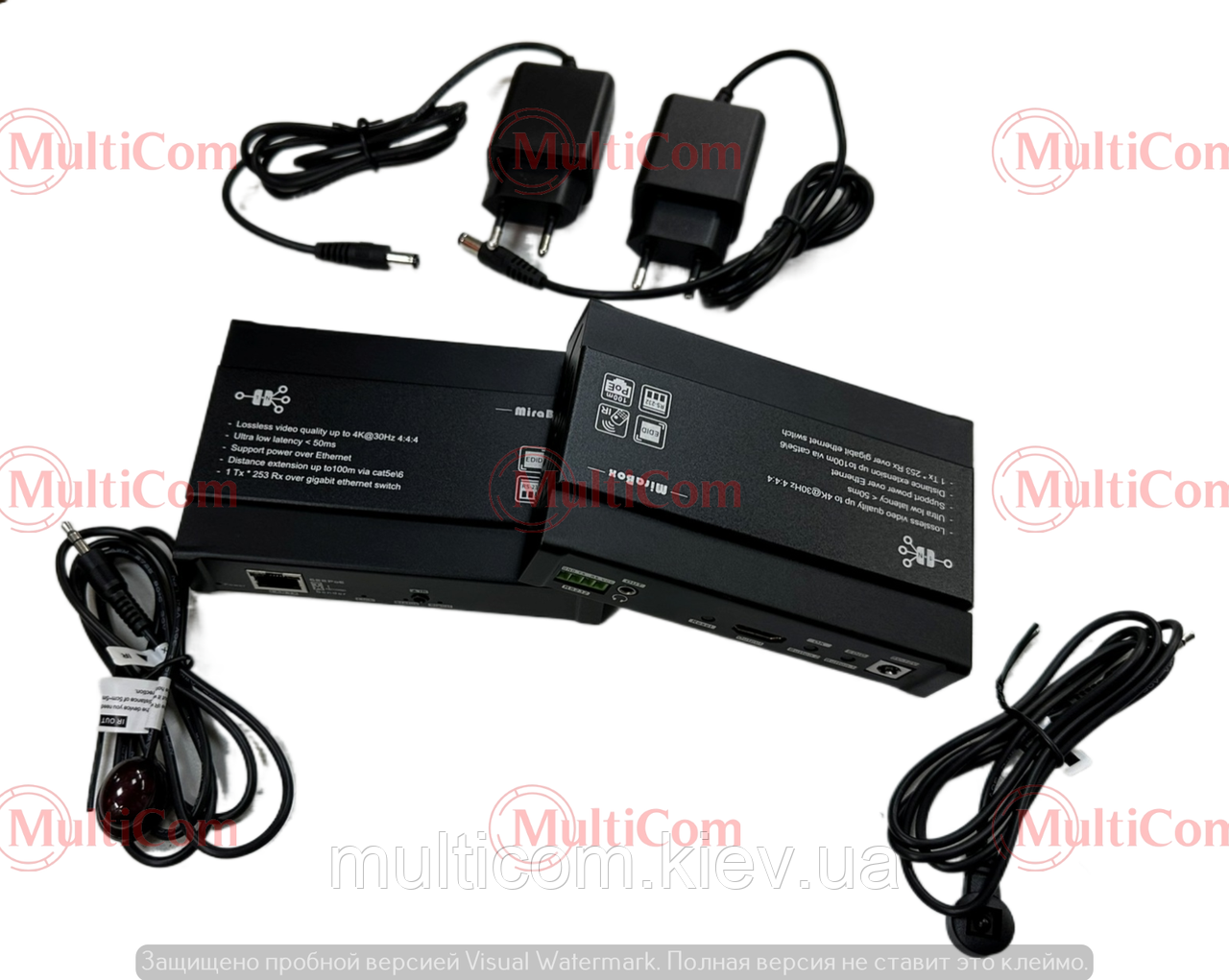 03-03-216TX+RX. HDMI EXTENDER: передавач (TX) + приймач (RX), 4K + IR + RS232 + Audio, over IP, HSV622PoE