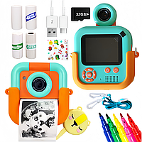 Хороший фотоапарат з моментальними фото FoxFoto дитяча камера миттєвого друку з іграми та картою пам'яті