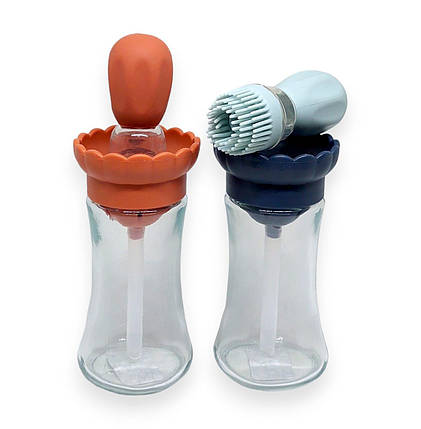 Диспенсер пляшка Controllable Oil Bottle для олії скляний 2в1 з силіконовим пензликом та дозатором 180 мл, фото 1