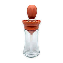 Диспенсер пляшка Controllable Oil Bottle для олії скляний 2в1 з силіконовим пензликом та дозатором 180 мл, фото 3