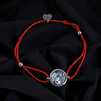 Браслет красная нить с серебряными элементами "Архангел" - защита от негатива и привлечение удачи