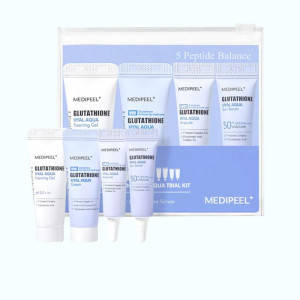 MEDI-PEEL Набір мініатюр Glutathione Hyal Aqua Trial Kit (Cleanser15ml+Sunscreen4ml+Ampoule4ml+Cream15ml), фото 1