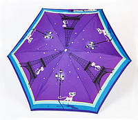 Зонт ZEST женский механика 5 сложений, цветной плоский. Расцветка Коты в Париже