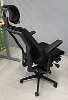 DAEHA D7-101HL ZEUS — високо ергономічне офісне КРІСЛО, оббивка із чорної натуральної шкіри для ексклюзивного комфорту