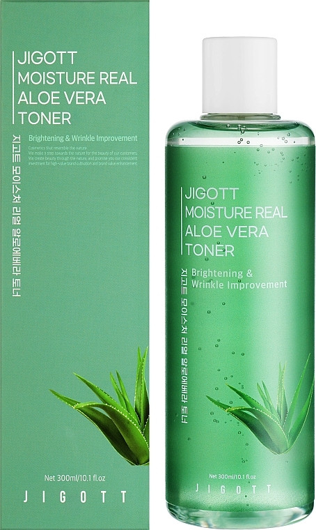 Тонер для обличчя з алое JIGOTT Moisture Real Aloe Vera Toner, 300 мл (8809541282508)