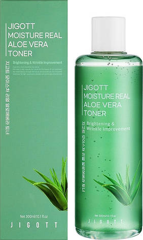 Тонер для обличчя з алое JIGOTT Moisture Real Aloe Vera Toner, 300 мл (8809541282508), фото 1