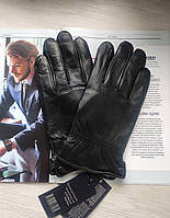 Мужские кожаные перчатки, подкладка махра, Румыния