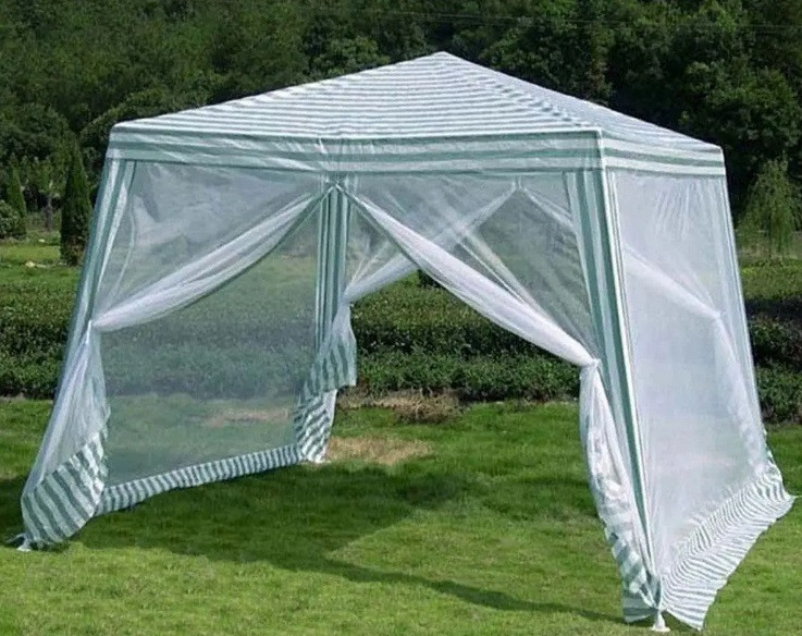 Намет з москітною сіткою (тент поліетилен, каркас металеві трубки, з усіх боків москітна сітка), фото 1