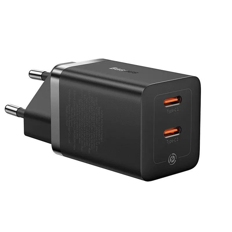 Мережевий зарядний пристрій для швидкої зарядки BASEUS GaN5 Pro 40W Type-C + Type-C (чорний), фото 1