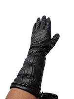 Женские удлинённые кожаные перчатки Paidi черные