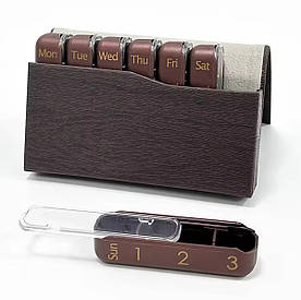 Органайзер PILL-BOX mini для таблеток 7 днів (3 рази на день) пластикова таблетниця на магніті Brown