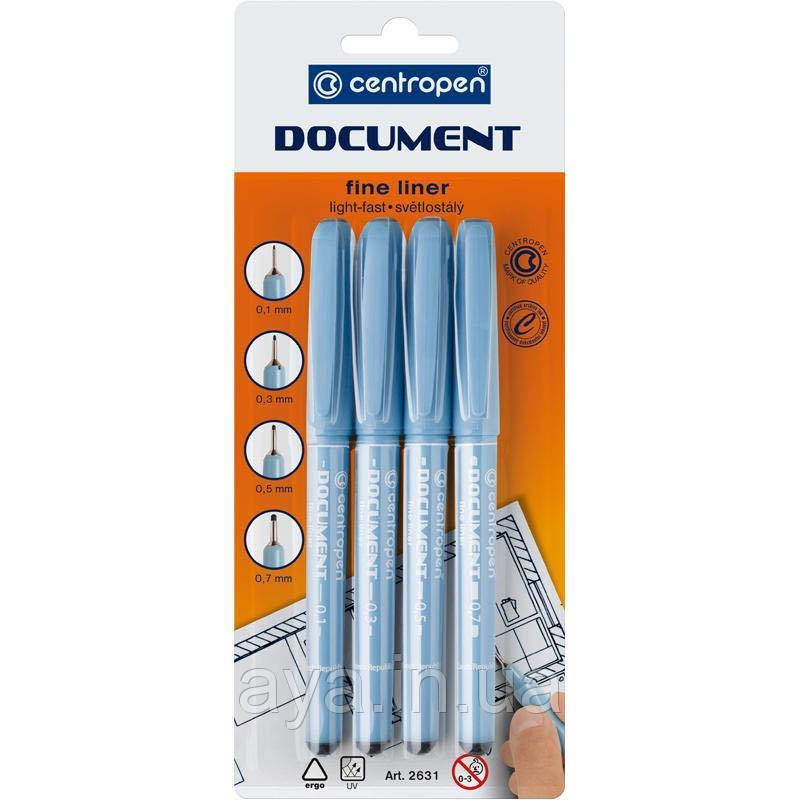 Набір лінерів Centropen Document 4 шт, чорні, 2631
