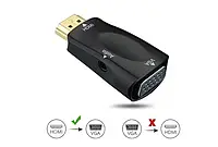 Перетворювач перехідник HDMI VGA цифрового сигналу в аналоговий 1080P конвертер на аудіо звук та відео