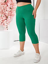 Жіночі літні укорочені лосини з трикотажу рубчик великі розміри, фото 3