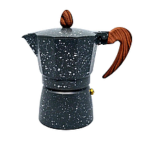 Гейзерная кофеварка алюминиевая с мраморным покрытием 150 мл на 3 чашки 2084-A