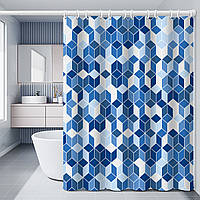 Шторка для ванної кімнати Bathlux 180 x 180 см люкс якість з водовідштовхувальним покриттям, Синя з принтом хіт