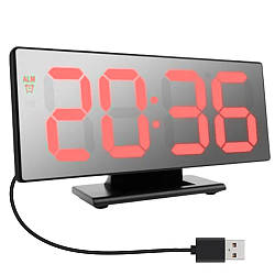 Годинник дзеркальний з LED підсвічуванням VST-888, від USB / Настільний електронний годинник з будильником