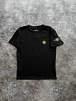 Чоловічий літній костюм футболка шорти кепка Stone Island Black Чоловічий комплект Чорний 100% котон Стон Айленд, фото 3