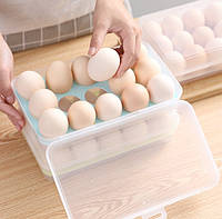 Контейнер-органайзер для хранения яиц на 15 ячеек 14404 15х24 см голубой хорошее качество