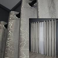 Комплект (2шт. 1,5х2,7м.) штор на люверсах из ткани бархат "Афина". Цвет серый. Код 1318ш 37-0073