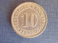 Монета 10 пфеннигов Германия империя 1906 F