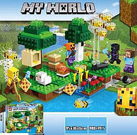 Конструктор для детей Minecraft на 400 деталей набор "Пчелиная ферма" с фигурками персонажей KAO