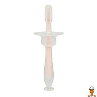 Силиконовая зубная щетка mumlove, с ограничителем, детская игрушка, от 3-х месяцев, Mega Zayka MGZ-0707(Pink)