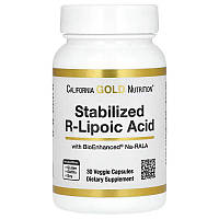 Натуральная добавка California Gold Nutrition Stabilized R-Lipoic Acid, 30 вегакапсул CN15203 VB