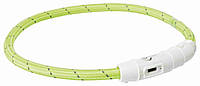 Ошейник Trixie полиуретановый светящийся USB Flash XS-S 35 cм / 7 мм (зелёный) m