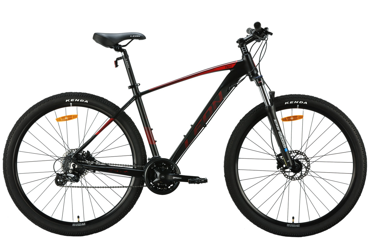 Велосипед алюміній 29" Leon TN-80 AM Hydraulic lock out HDD рама-21" графітовий з чорним та червоним (матовий)
