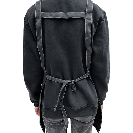 Фартух для майстра тканинний, чорний із білою прошивкою, фото 2