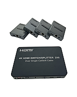 03-01-191. HDMI Splitter (делитель) 2х6 портов Extender до 100м TX (передатчик) + 4 RX (приемника)