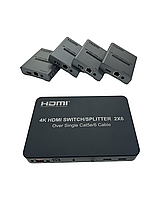 03-01-191. HDMI Splitter (дільник) 2х6 портів Extender до 100 м TX (передавач) + 4 RX (приймачі)