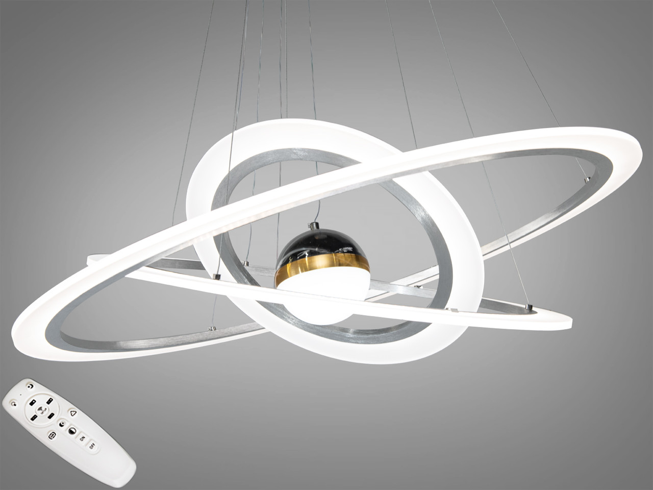 Люстра стельова LED Diasha 2328-800+600+400NEW HR 140W, з додатковим підсвічуванням, для коридору, спальні, кухні, фото 1