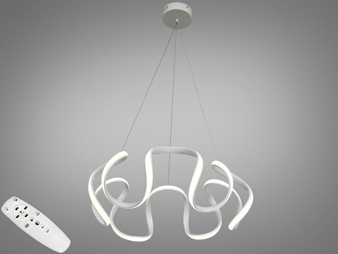 Підвісна LED-люстра з пультом 90 Вт Diasha 6601WH, фото 1