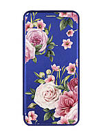 Чехол-книжка с рисунком для Xiaomi Redmi 13C/Poco C65 Синий :: Розовые цветы (принт 287)